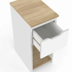 Lot de tables de chevet blanc et bois
