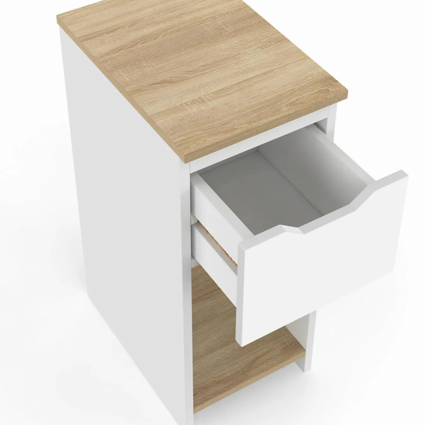 Lot de tables de chevet blanc et bois