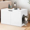 Maison de toilette pour chat - cache-litière avec doubles portes blanc