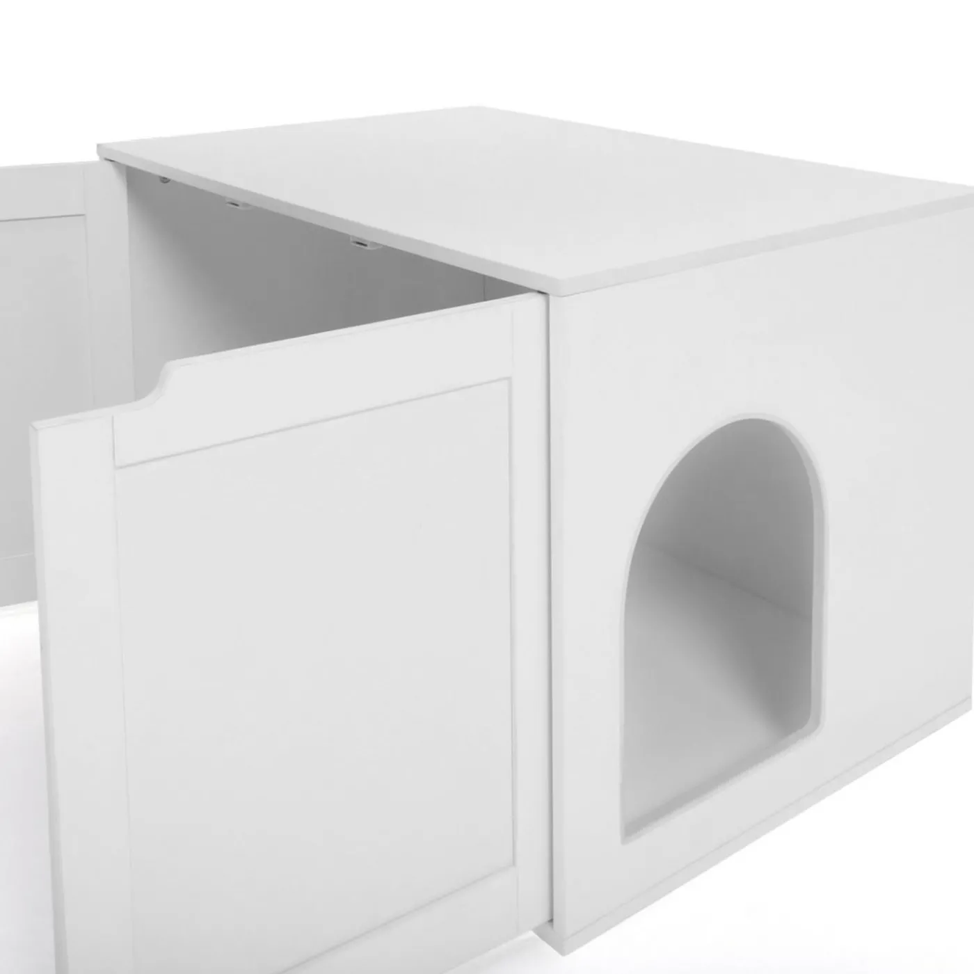 Maison de toilette pour chat - cache-litière avec doubles portes blanc
