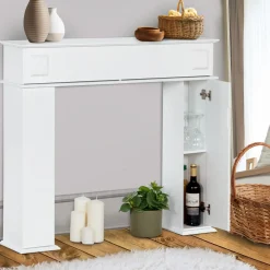 Manteau de cheminée console décorative avec rangement