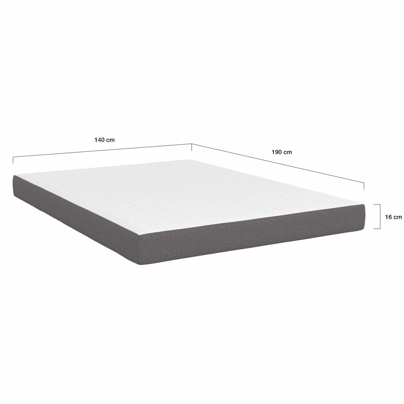 Matelas à mémoire de forme 140x190 épaisseur 16 cm