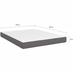Matelas 160x200 cm à mémoire de forme épaisseur 20 cm blanc et gris