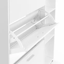 Meuble à chaussures 3 portes avec étagère blanc