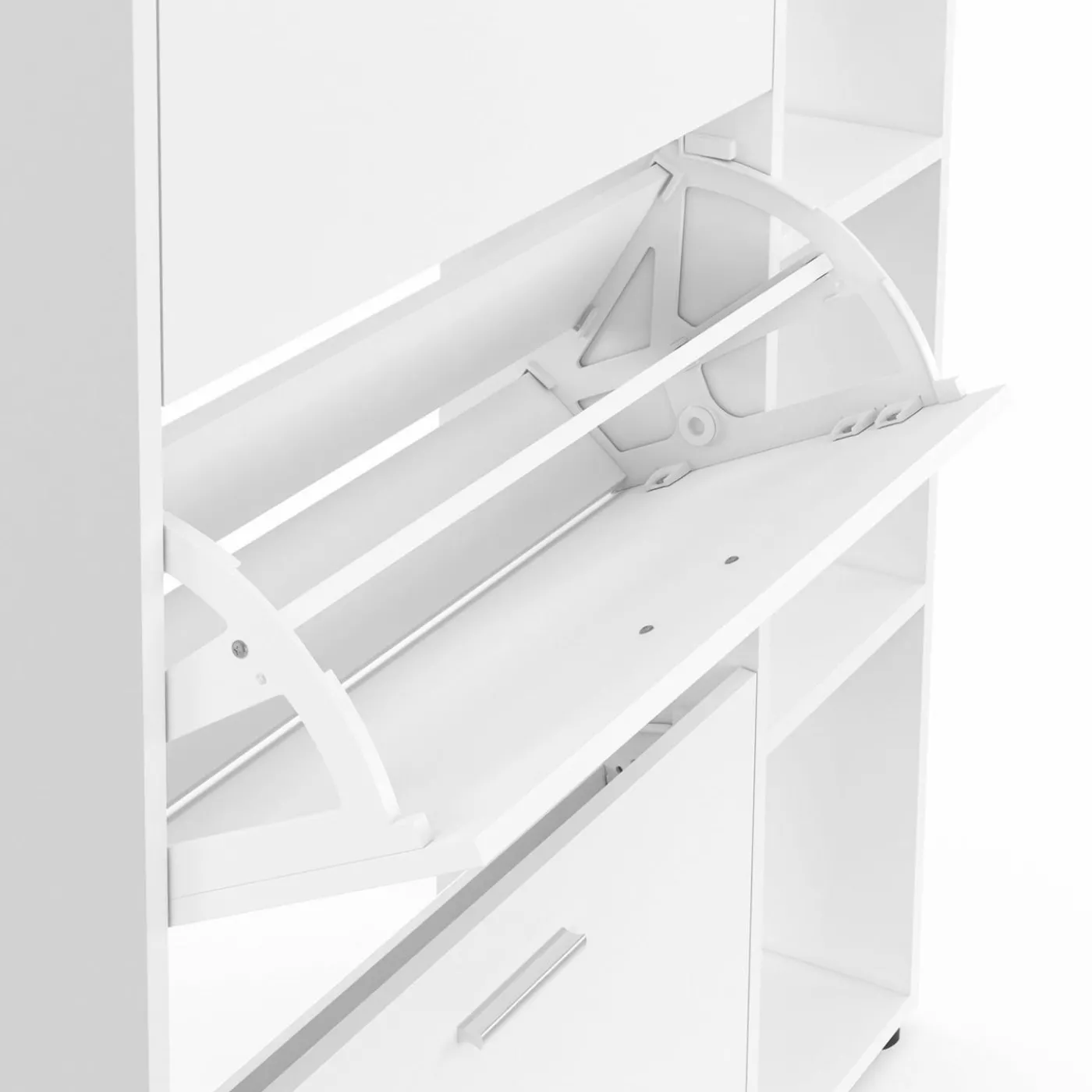 Meuble à chaussures 3 portes avec étagère blanc