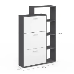 Meuble à chaussures 3 portes avec étagère