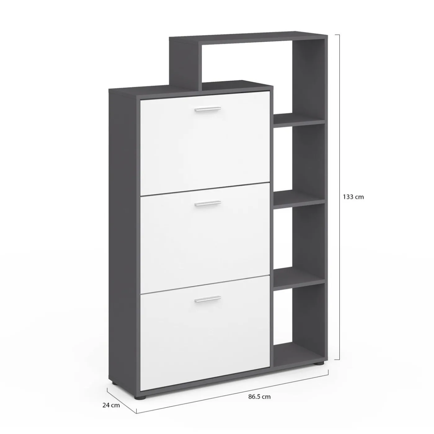 Meuble à chaussures 3 portes avec étagère