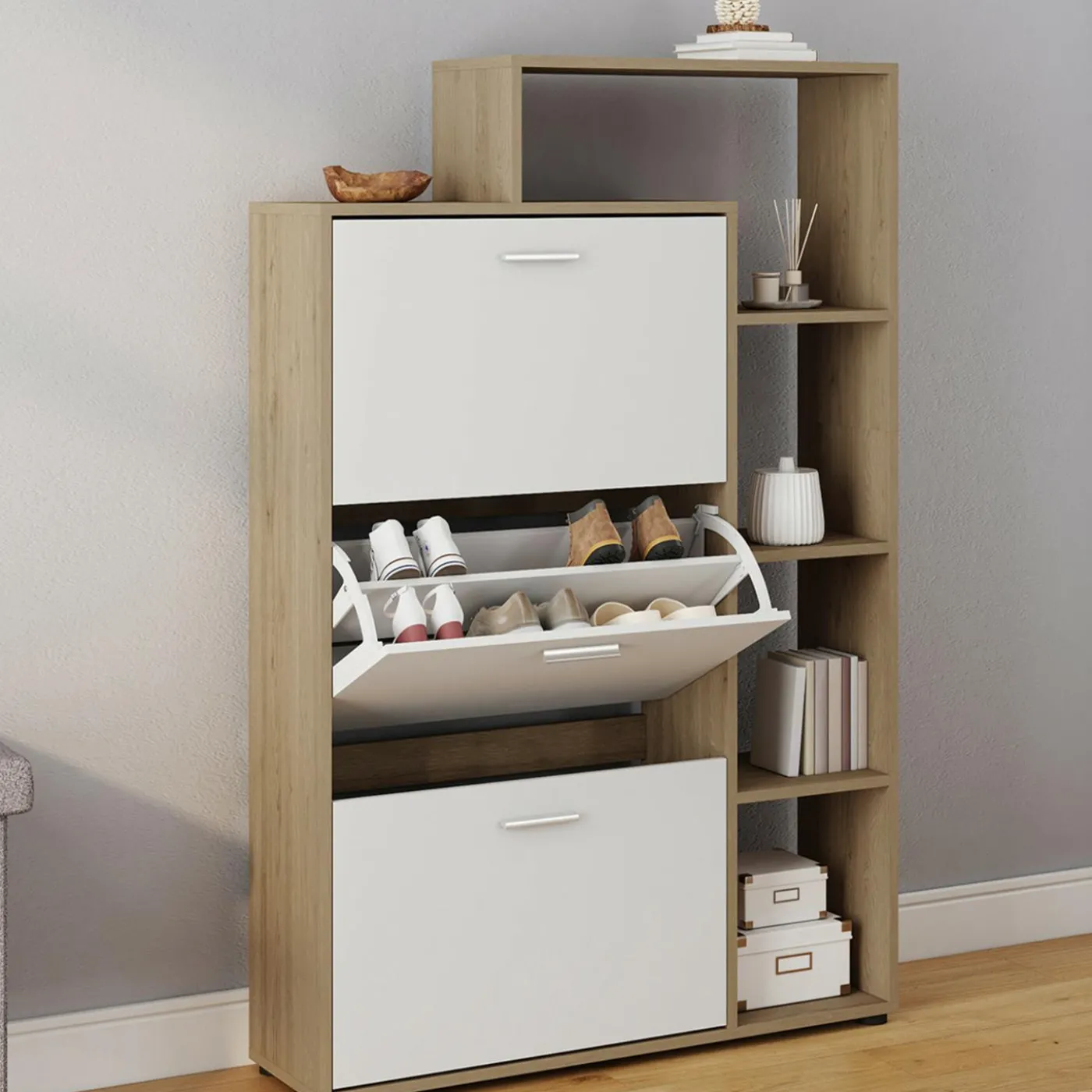 Meuble à chaussures 3 portes avec étagère