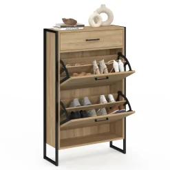 Meuble à chaussures avec 2 portes et 1 tiroir style industriel