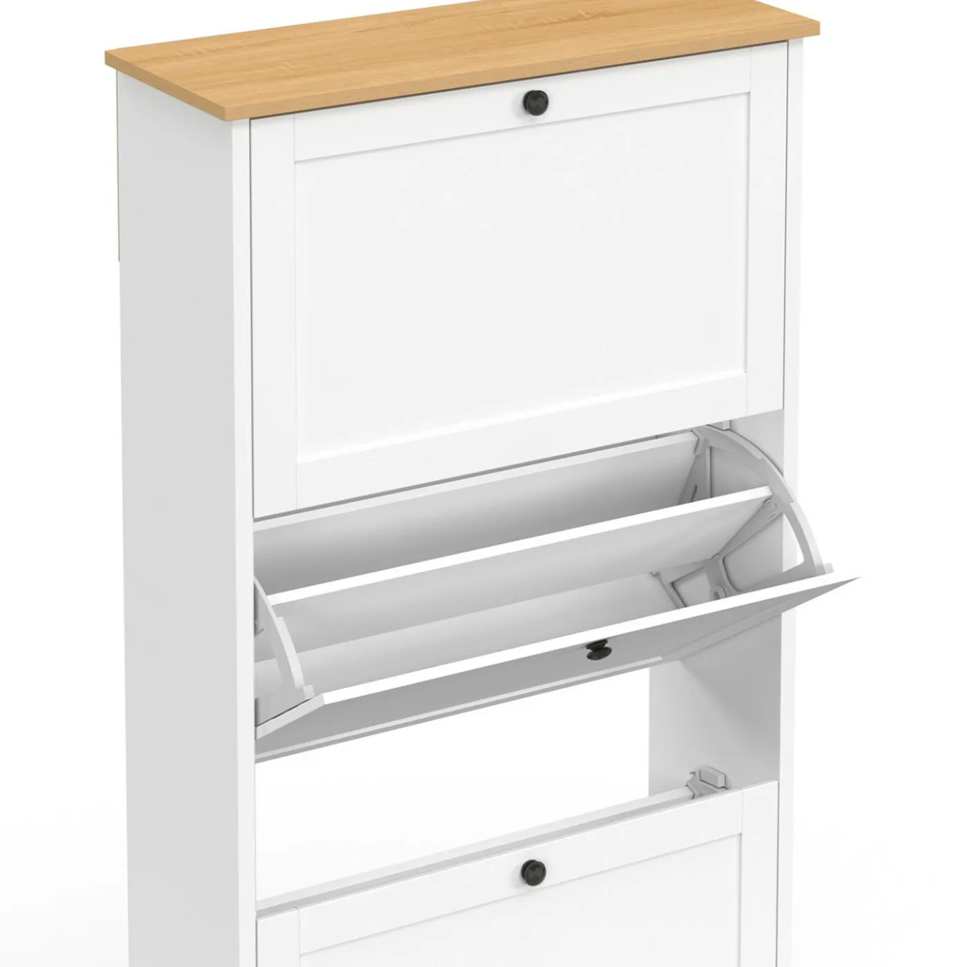 Meuble à chaussures blanc et bois