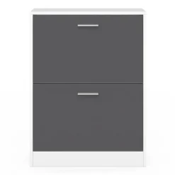 Meuble à chaussures blanc et gris 2 portes