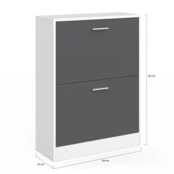 Meuble à chaussures blanc et gris 2 portes
