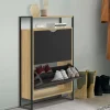 Meuble à chaussures industriel avec 2 portes et étagère
