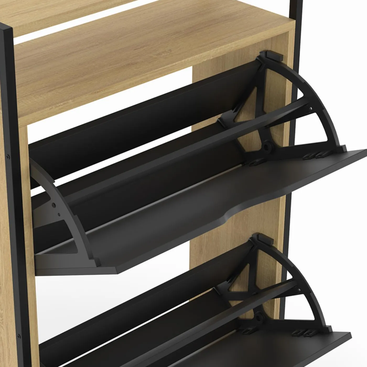 Meuble à chaussures industriel avec 2 portes et étagère