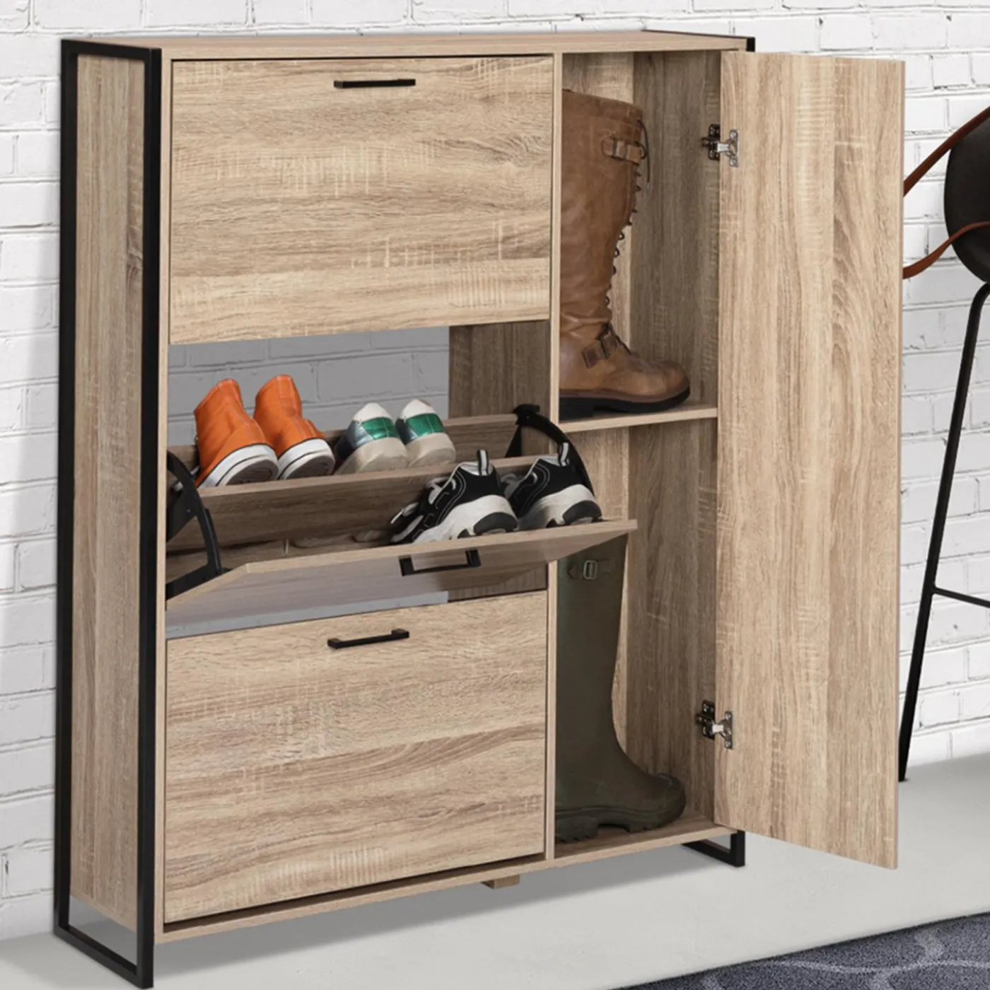 Meuble à chaussures industriel avec 4 portes