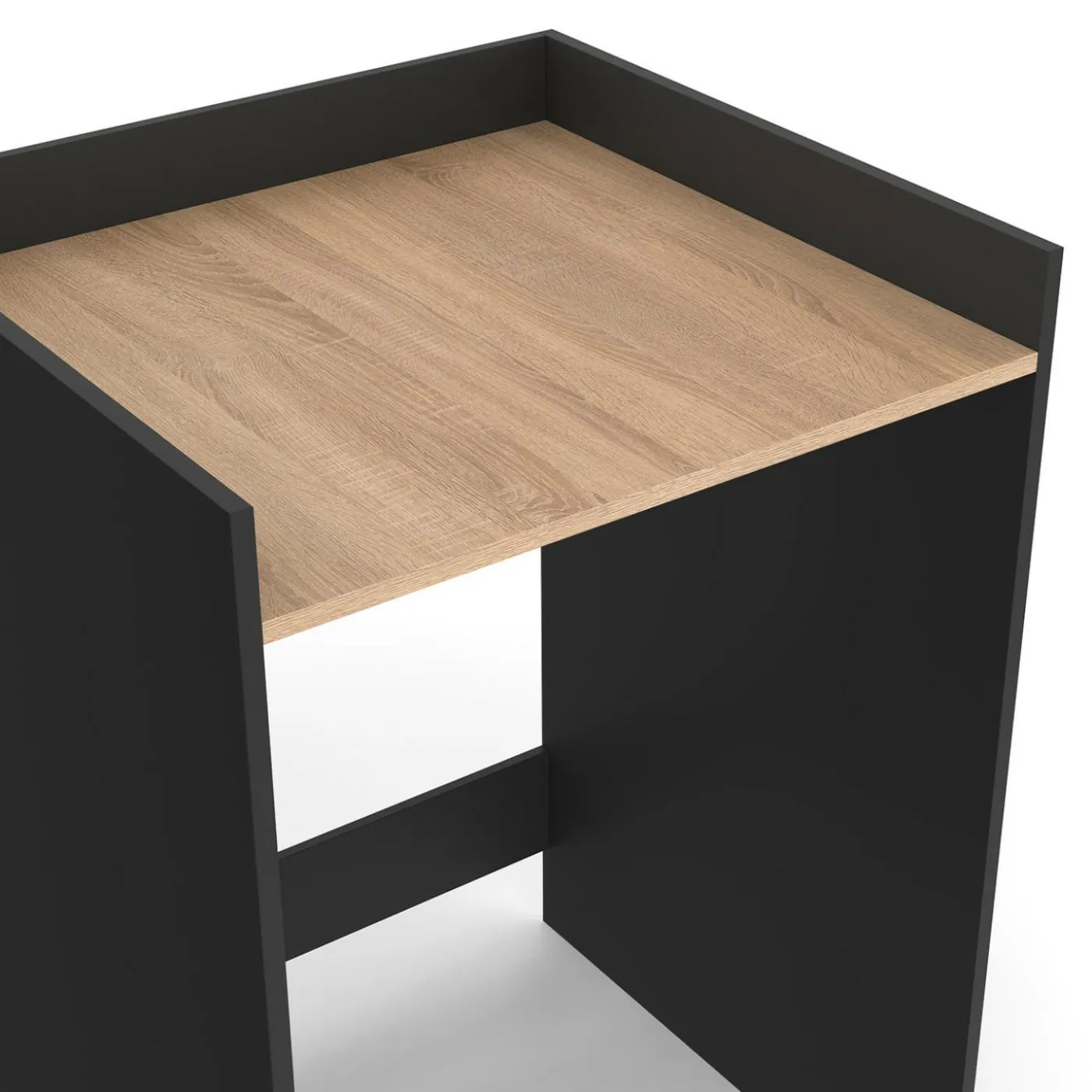 Meuble armoire pour machine à laver noir et bois façon hêtre