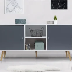 Meuble buffet scandinave blanc et gris 2 portes
