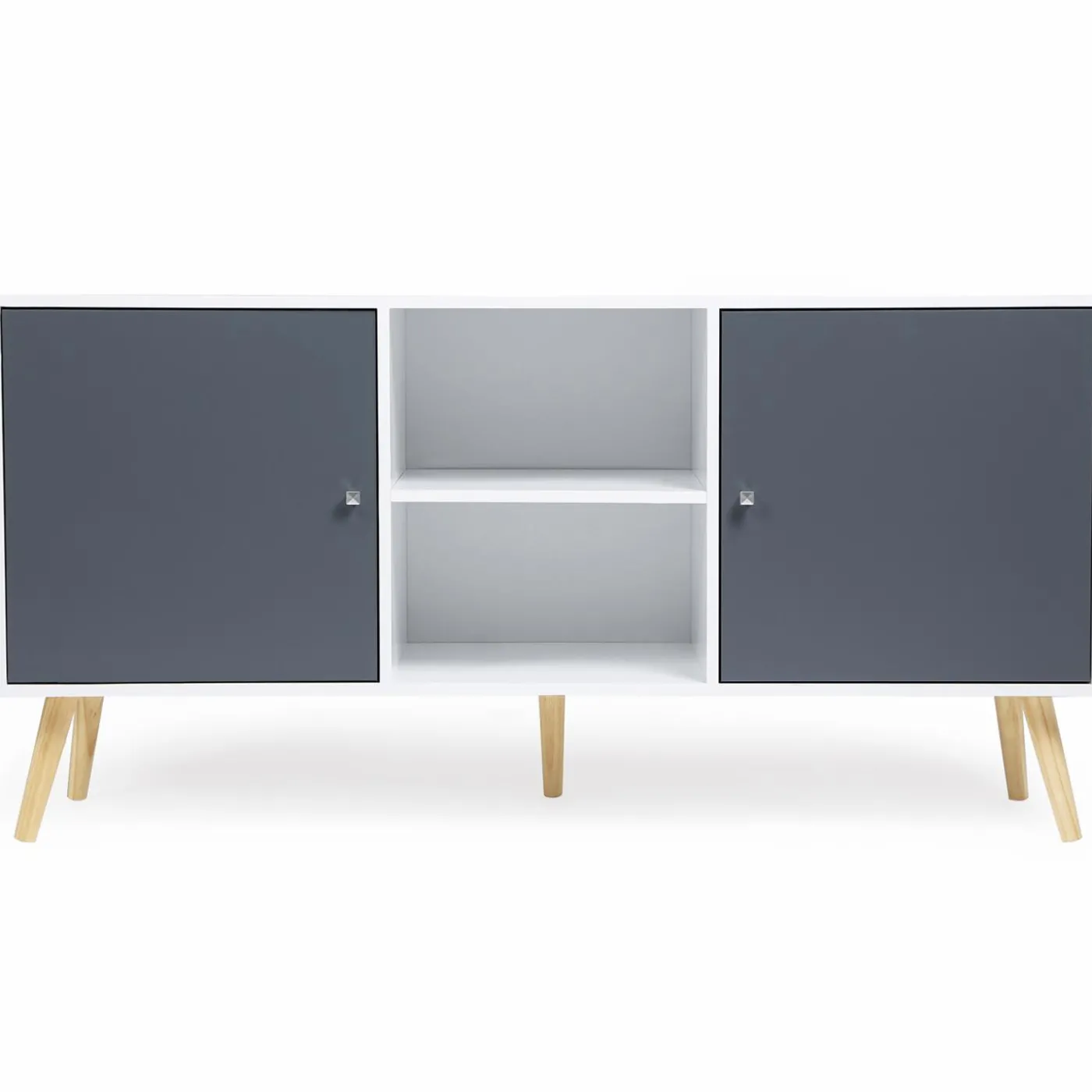 Meuble buffet scandinave blanc et gris 2 portes