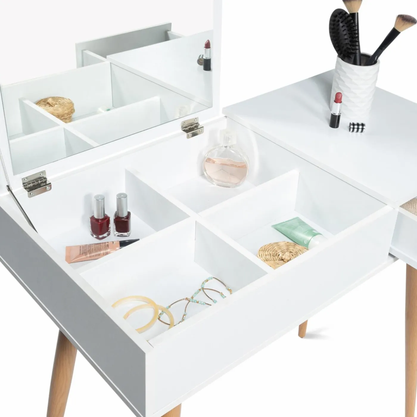 Meuble coiffeuse blanche style scandinave