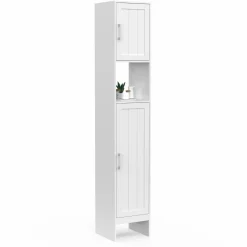 Meuble colonne blanc 170 cm pour salle de bain avec rangement