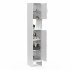 Meuble colonne blanc 170 cm pour salle de bain avec rangement