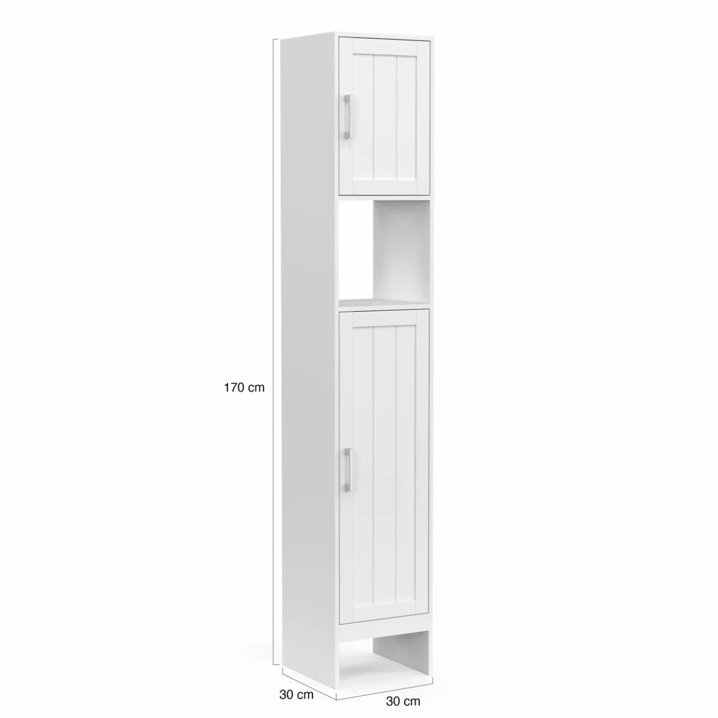 Meuble colonne blanc 170 cm pour salle de bain avec rangement