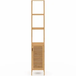 Meuble colonne en bambou pour salle de bain 1 porte