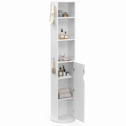 Meuble colonne salle de bain pivotant blanc