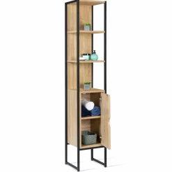 Meuble colonne salle de bain style industriel 1 porte