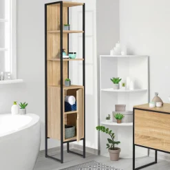 Meuble colonne salle de bain style industriel 1 porte