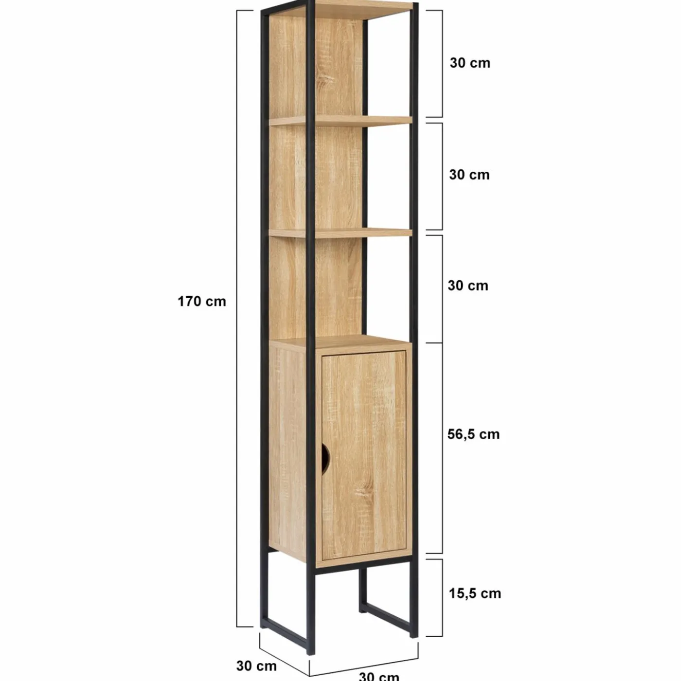 Meuble colonne salle de bain style industriel 1 porte