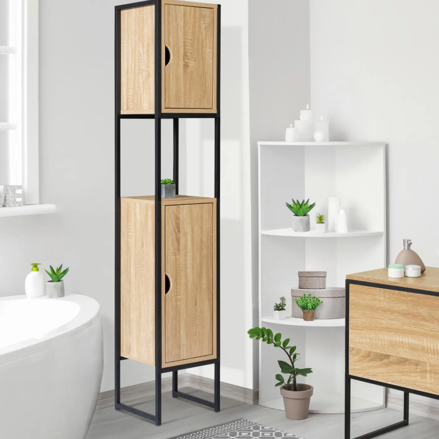 Meuble colonne salle de bain style industriel