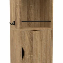 Meuble colonne salle de bain pivotant hêtre et noir