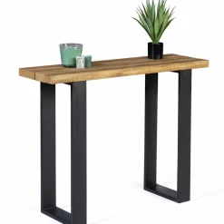 Meuble console bois et métal noir 100 cm