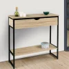 Meuble console industrielle bois et métal 90 cm