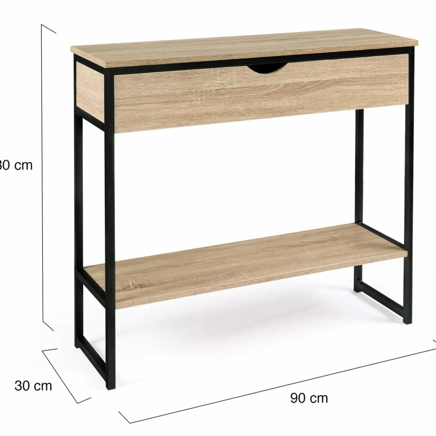 Meuble console industrielle bois et métal 90 cm