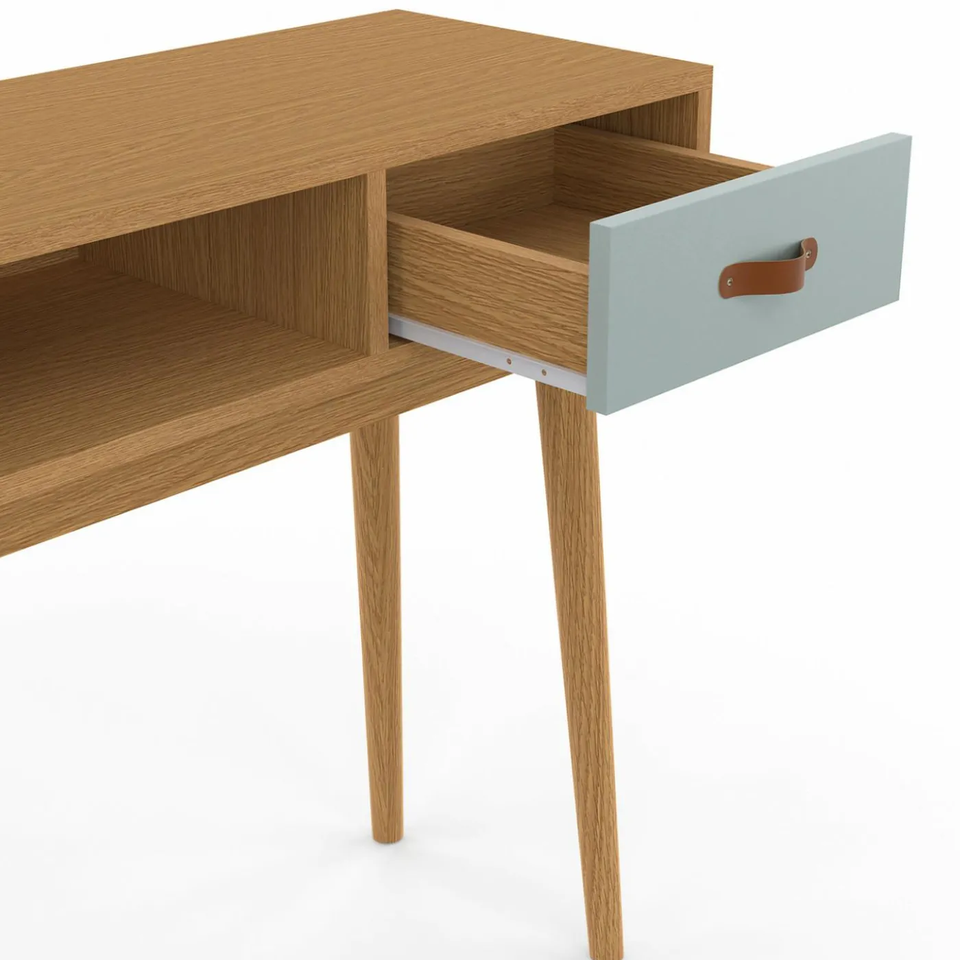 Meuble console scandinave bois et vert 100 cm