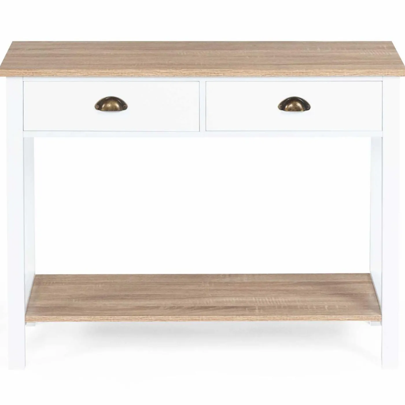Meuble console vintage bois et blanc 100 cm