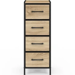 Meuble d'appoint 4 tiroirs 30 cm chiffonnier, meuble de rangement design industriel