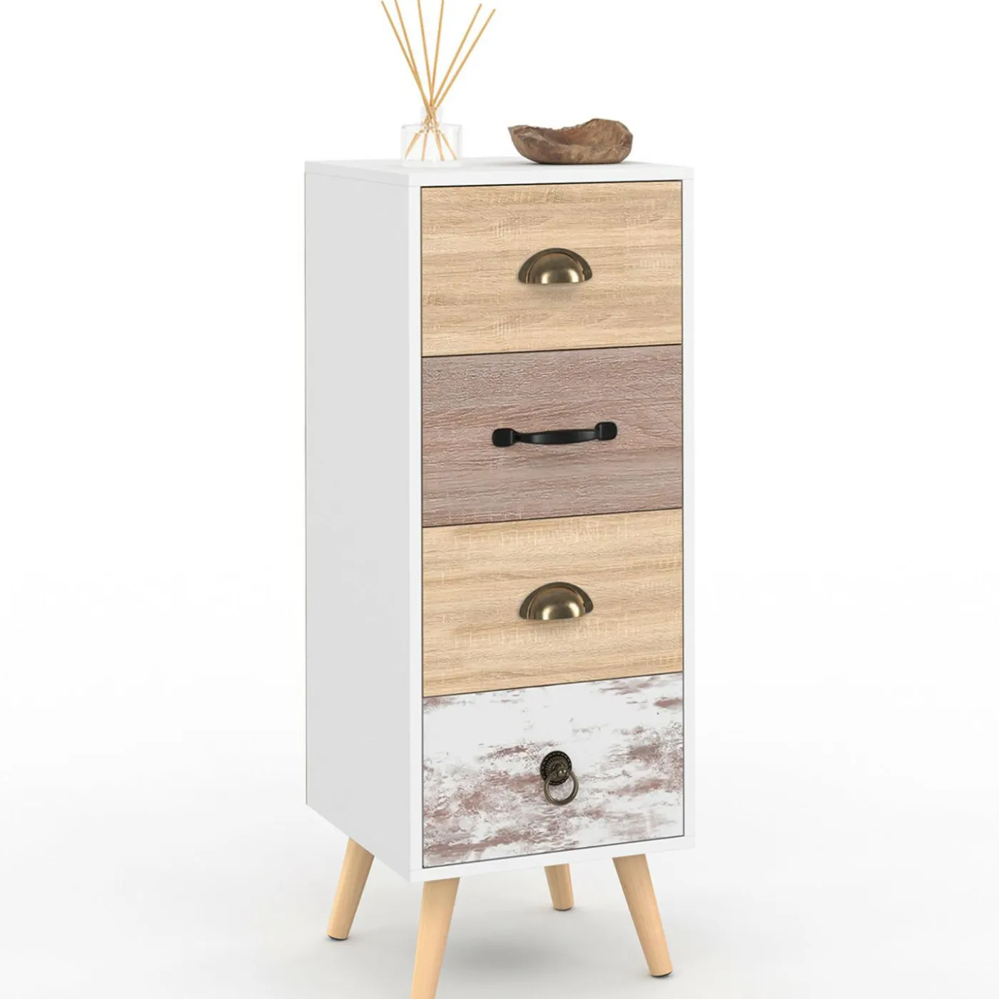 Meuble d'appoint 4 tiroirs 30 cm chiffonnier scandinave
