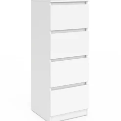 Meuble d'appoint 4 tiroirs 30 cm chiffonnier bois blanc pour entrée salle de bain