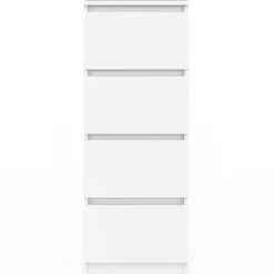 Meuble d'appoint 4 tiroirs 30 cm chiffonnier bois blanc pour entrée salle de bain