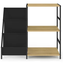 Meuble d'appoint, rangement avec étagères, supports vinyles et platine design industriel