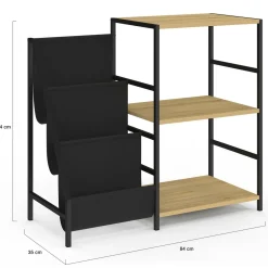 Meuble d'appoint, rangement avec étagères, supports vinyles et platine design industriel