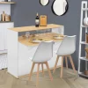 Meuble de bar mange-debout blanc et bois