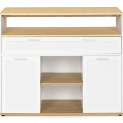 Meuble de bar mange-debout blanc et bois