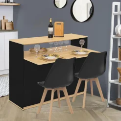 Meuble de bar mange-debout noir et bois