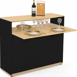 Meuble de bar mange-debout noir et bois