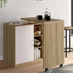 Meuble de bar pivotant imitation hêtre