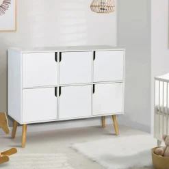 Meuble de rangement 6 cases pour enfant bois blanc